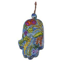 Small Wood Painted Hamsa - The Seven Species