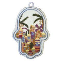 Large Embroidered Hamsa - Jerusalem