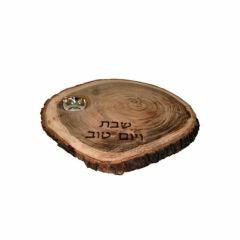 Emanuel Round Wood Challah Board w/ Salt Dish 11"