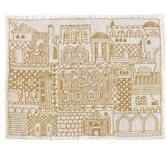 Gold Jerusalem Hand- Embroidered Challa Cover