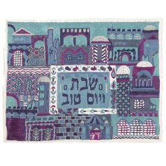 Blue Jerusalem Hand-Embroired Challa Cover
