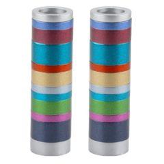 Emanuel Anodized Cylinder Candlesticks - Rings - Multicolor