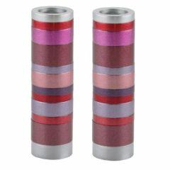 Emanuel Anodized Cylinder Candlesticks - Rings - Red