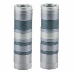 Emanuel Anodized Cylinder Candlesticks - Rings - Gray
