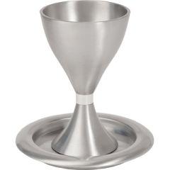 Kiddush Cup & Plate - Anodized Silver