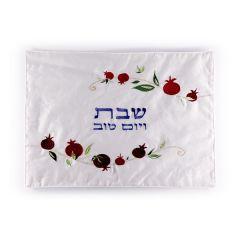 Emanuel Machine Embroidered Challah Cover-Pomegranate-Waves