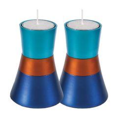Anodized Aluminum Candlesticks, Emanuel - Small  (Turquoise / Blue / Orange)