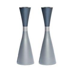 Emanuel Anodized Candlesticks w/ Ring - Gray