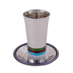 Emanuel Hammered Kiddush Cup With Pronounced Rings - Multicolor