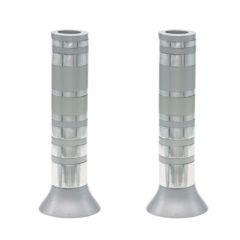 Yair Emanuel Large Anodized Candlesticks -  Full Rings (Silver)
