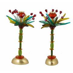 Emanuel Poly Candlesticks 14" - Green/Red Fountain