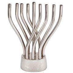 Anodized Flame Menorah-- Silver - Yair Emanuel Collection