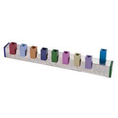 Hammered Menorah Squares-- Multicolor - Yair Emanuel Collection