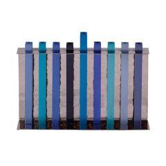 Hammered Menorah w/ Anodized Branches - Blue - Yair Emanuel Collection