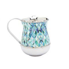 Emanuel Metal Washing Cup - Blue - Abstract Design