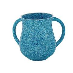 Small Emanuel Metal Washing Cup Marble Coating - Light Blue