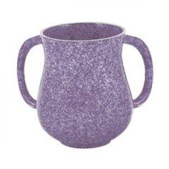 Small Emanuel Metal Washing Cup Marble Coating - Purple