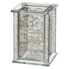 Elegant Crystal Tzedakah Box With Metal Plates