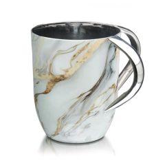 Oversized Washcup - Abstract White/Gold