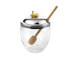 Bee Double Walled Honey Jar with Honey Dipper