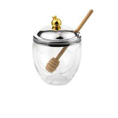 Pomegranate Double Walled Honey Jar with Honey Dipper