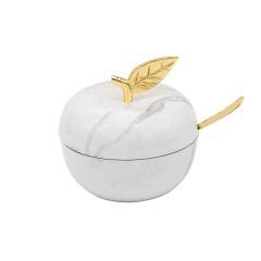 Marble Gold Apple Jam Jar with Spoon