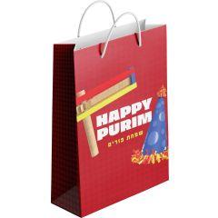Large Fun Happy Purim Mishloach Manot Gift Bags - 12/pk