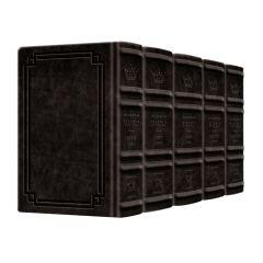 Signature Leather Collection Sefard Hebrew/English Full-Size 5 Vol Machzor Set Black Charcoal