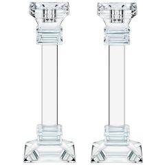 Tall Clear Crystal Candle Sticks Set Of 2 Large