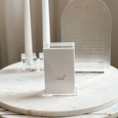 Lucite Matches Box - "Shabbos" in Silver