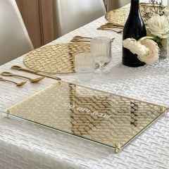 Glass and Mirror Laser Cut Challah Board - Gold