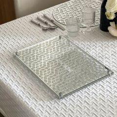 Glass and Mirror Laser Cut Challah Board - Silver