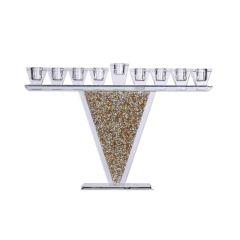Crystal Menorah with Gold and Silver Inner Stones