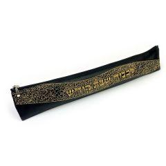 Black Leatherette Knife Case with Gold Embroidery - 12"