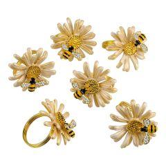 Bee Metal Napkin Rings - Ivory & Gold