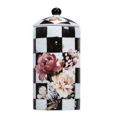 Chic Checkered Porcelain Cookie Jars - Large