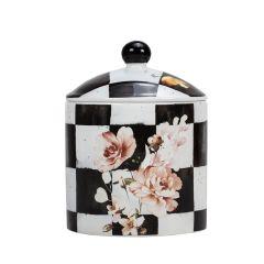 Chic Checkered Porcelain Cookie Jars - Small