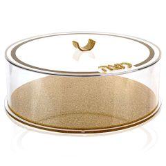 U Collection- Round Matzah Box- Gold