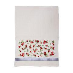 Embroidered Hand Towel w/ Blue Lines  - Yair Emanuel Collection (Pomegranate Bunch)