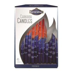 Chanukah Candles - Executive Collection - 45 Pack  - Blue/Orange/Red - 6"