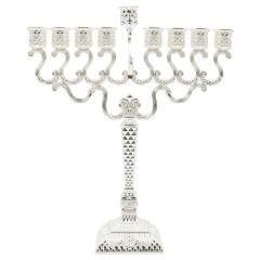 Chanukah Menorah - Silver Plated - Beaded Design