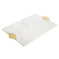 Marble Challah Tray with Gold Symmetrical Design