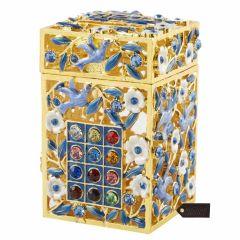 Hand-Painted Tzedakah Box with Flower & Dove Motif