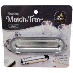 Metal Shabbos Match Tray (Silver)