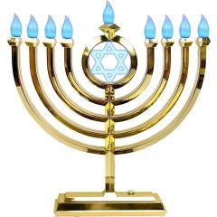 LED Electric Chanukah Menorah with Remote - Gold