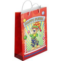 Fun Clown Plastic Purim Gift Bags - 12/Pk