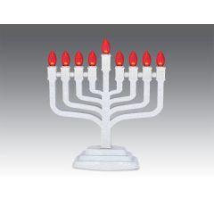 White Electric Knesset Menorah with the Symbols of the Twelve Tribes