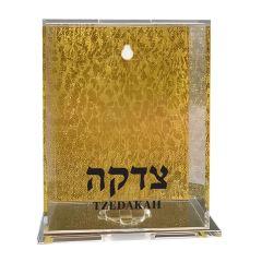 Lucite Wall-Hanging or Free Standing Larger Gold Acrylic  Tzedakah Box
