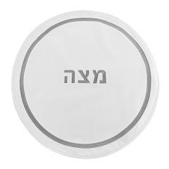 PU Leather Matzah Cover - Hotel Style White & Silver