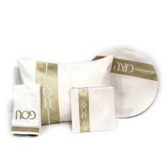 PU Leather Pesach Set - Vertical Line 2 Tone - White & Gold